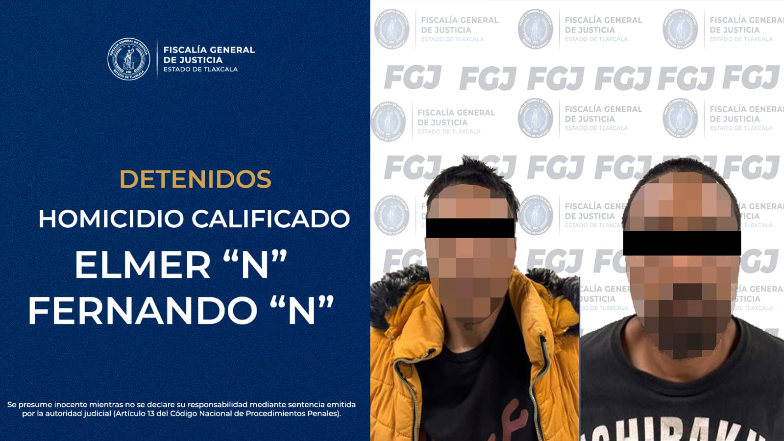 Aprehende FGJE a dos hombres por homicidio calificado en Nanacamilpa